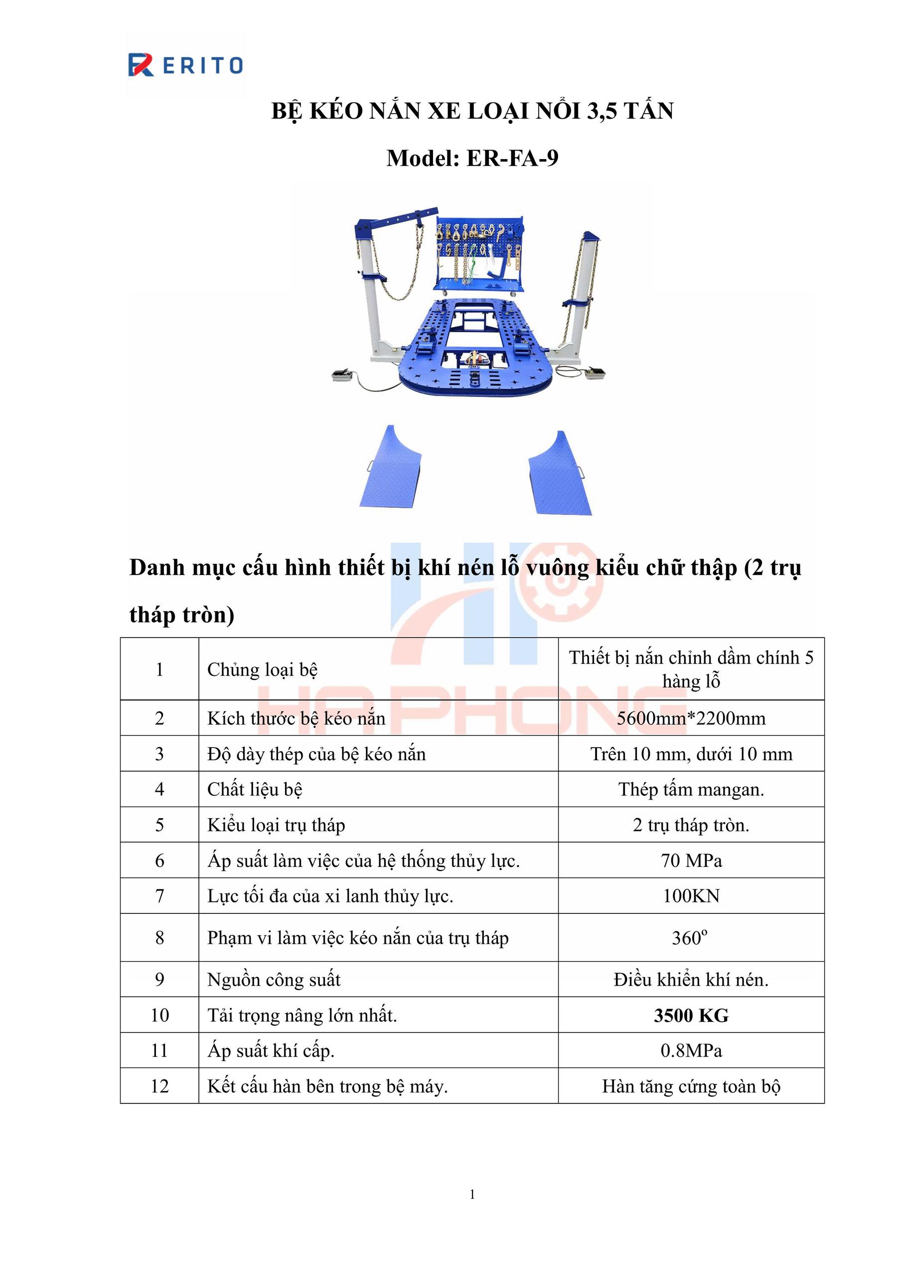 BỆ KÉO NẮN XE LOẠI NỔI 3,5 TẤN